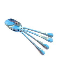 4 Escapade by Dansk Oval Soup Spoons 6" plain rounded end vtg minimalist MCM